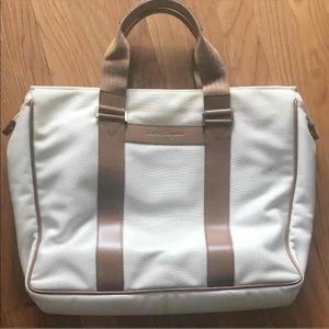 Ferragamo Large White Leather Trim Tote